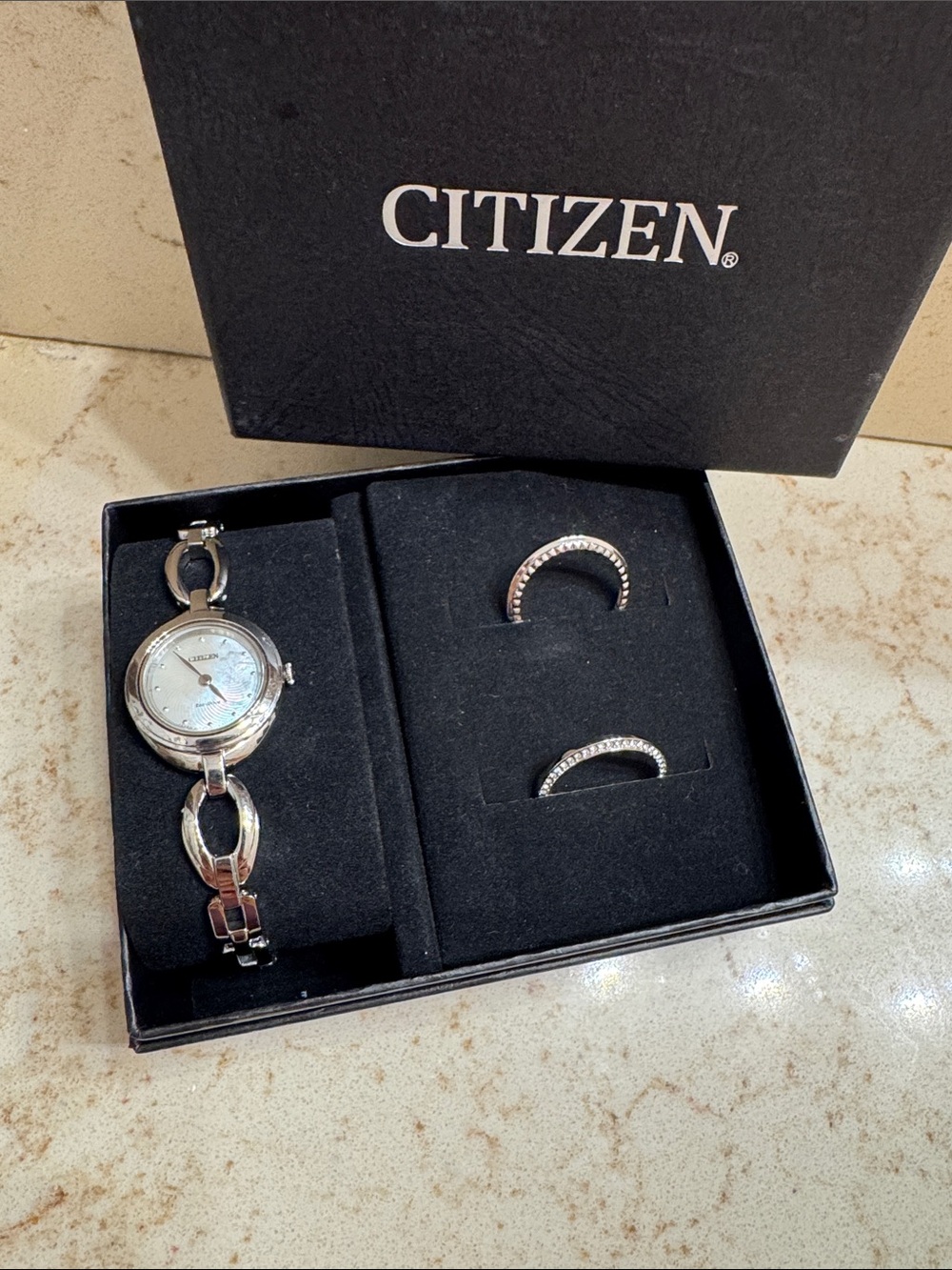 Citizen Silver-Tone Women’s Bracelet Watch with Accent Rings